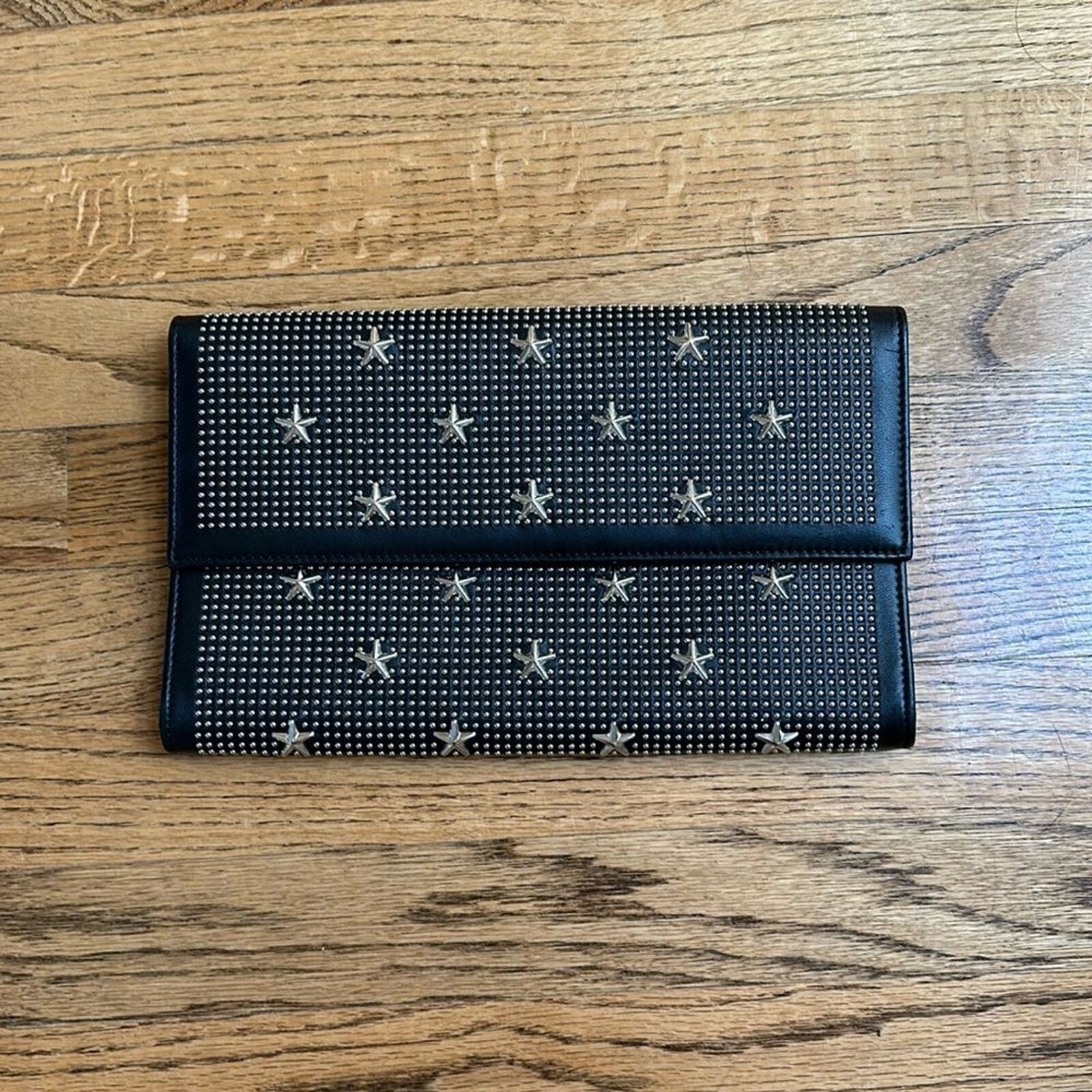 Jimmy Choo Black And Silver Clutch With Stars